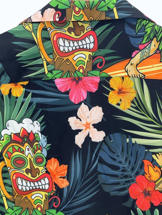 Men's Tropical Tiki Mask Print Shirt