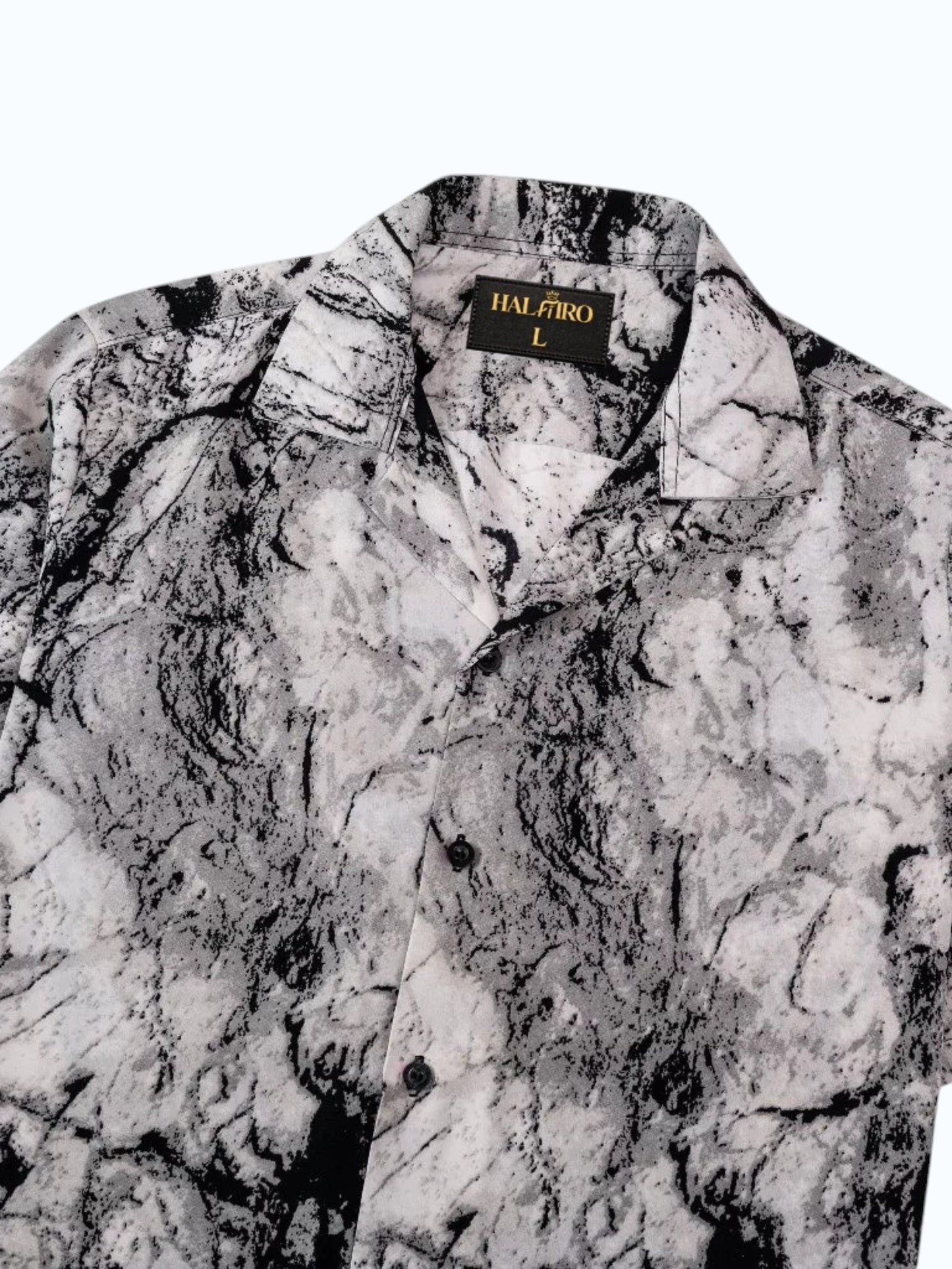Men's Black Grey Marble Print Shirt