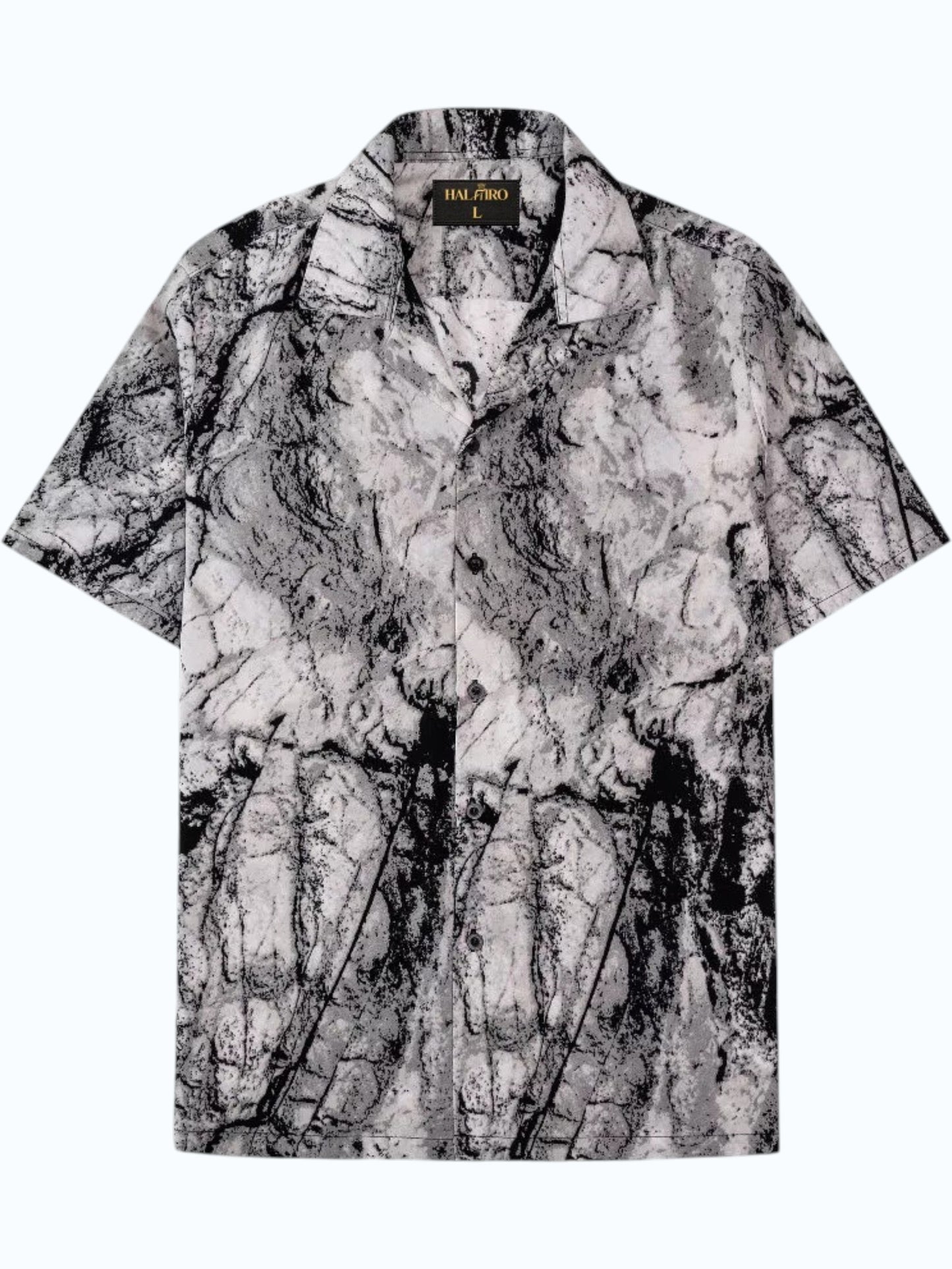 Men's Black Grey Marble Print Shirt