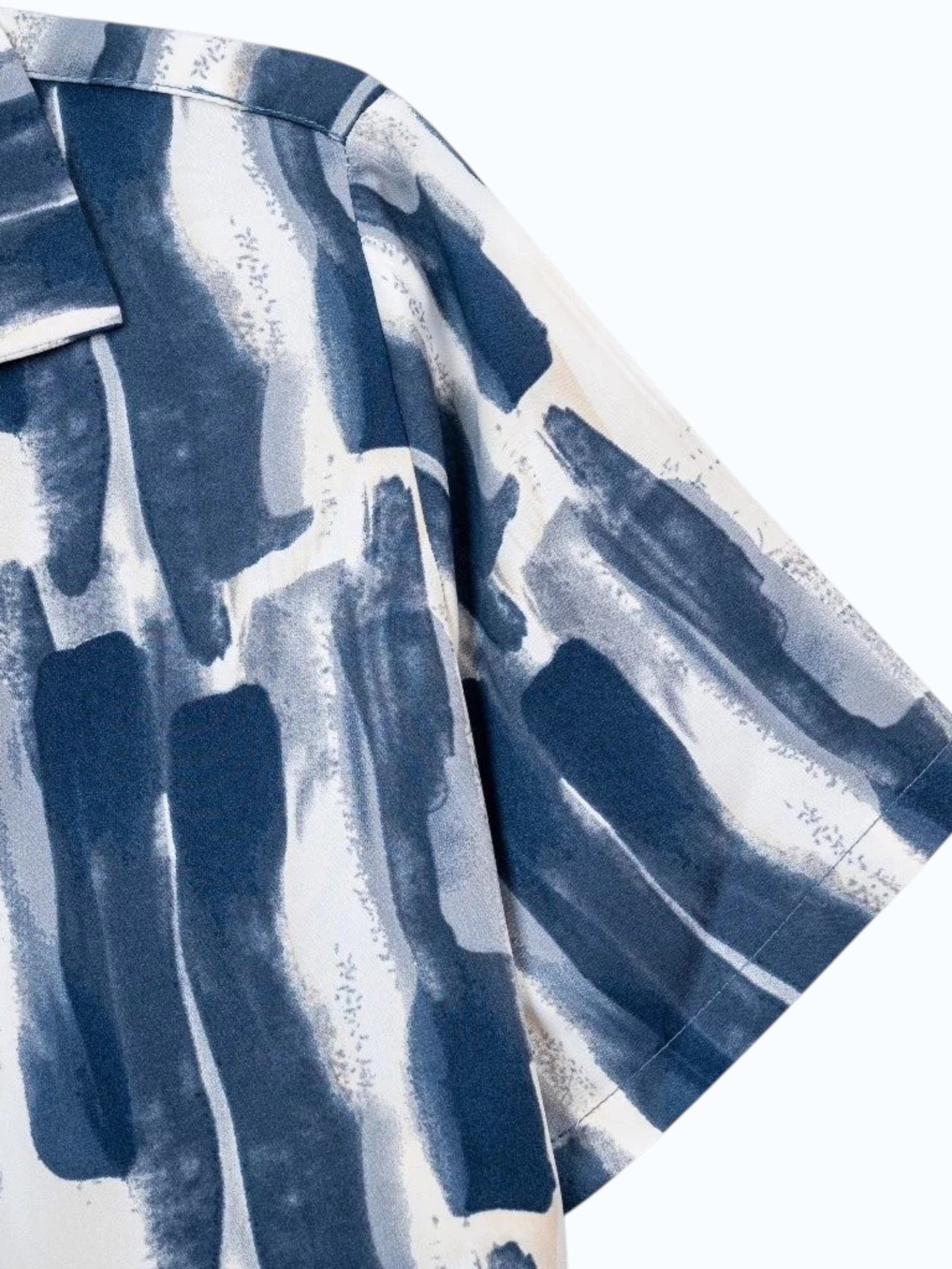 Men's Blue Abstract Brush Print Shirt
