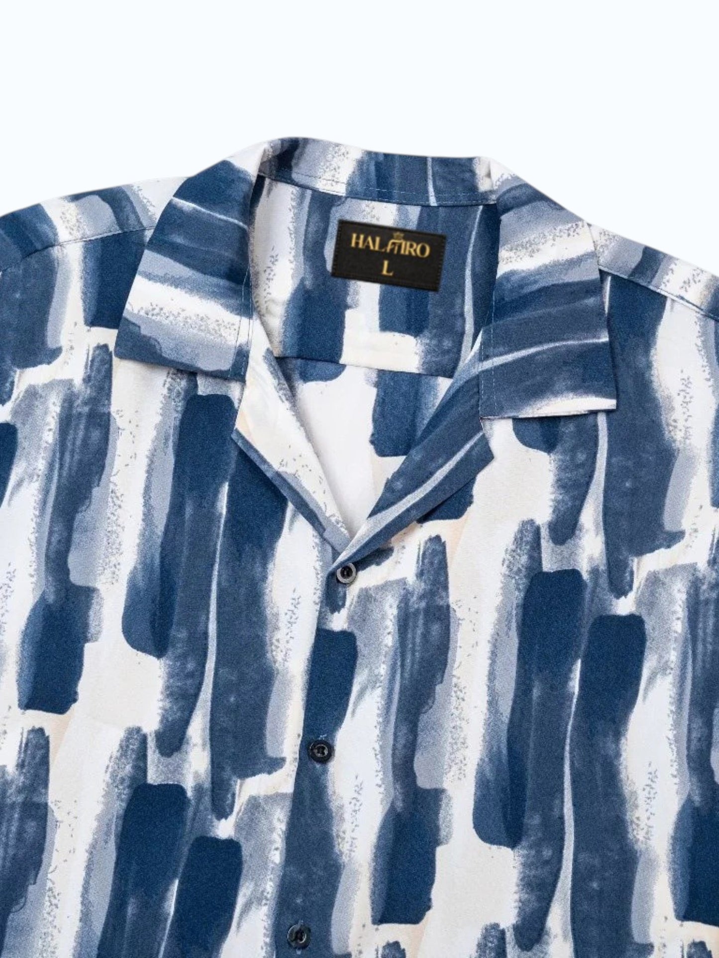 Men's Blue Abstract Brush Print Shirt