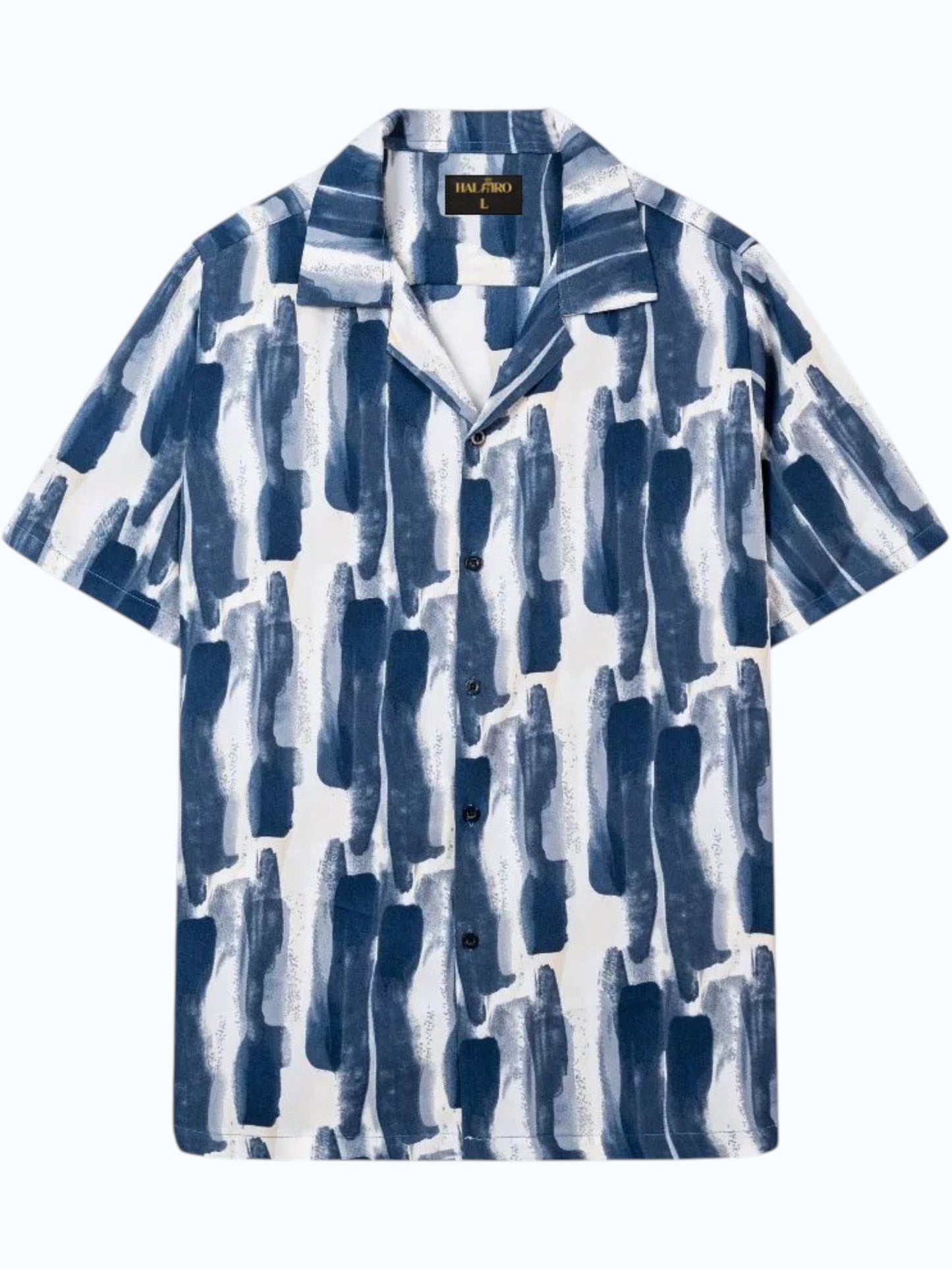 Men's Blue Abstract Brush Print Shirt