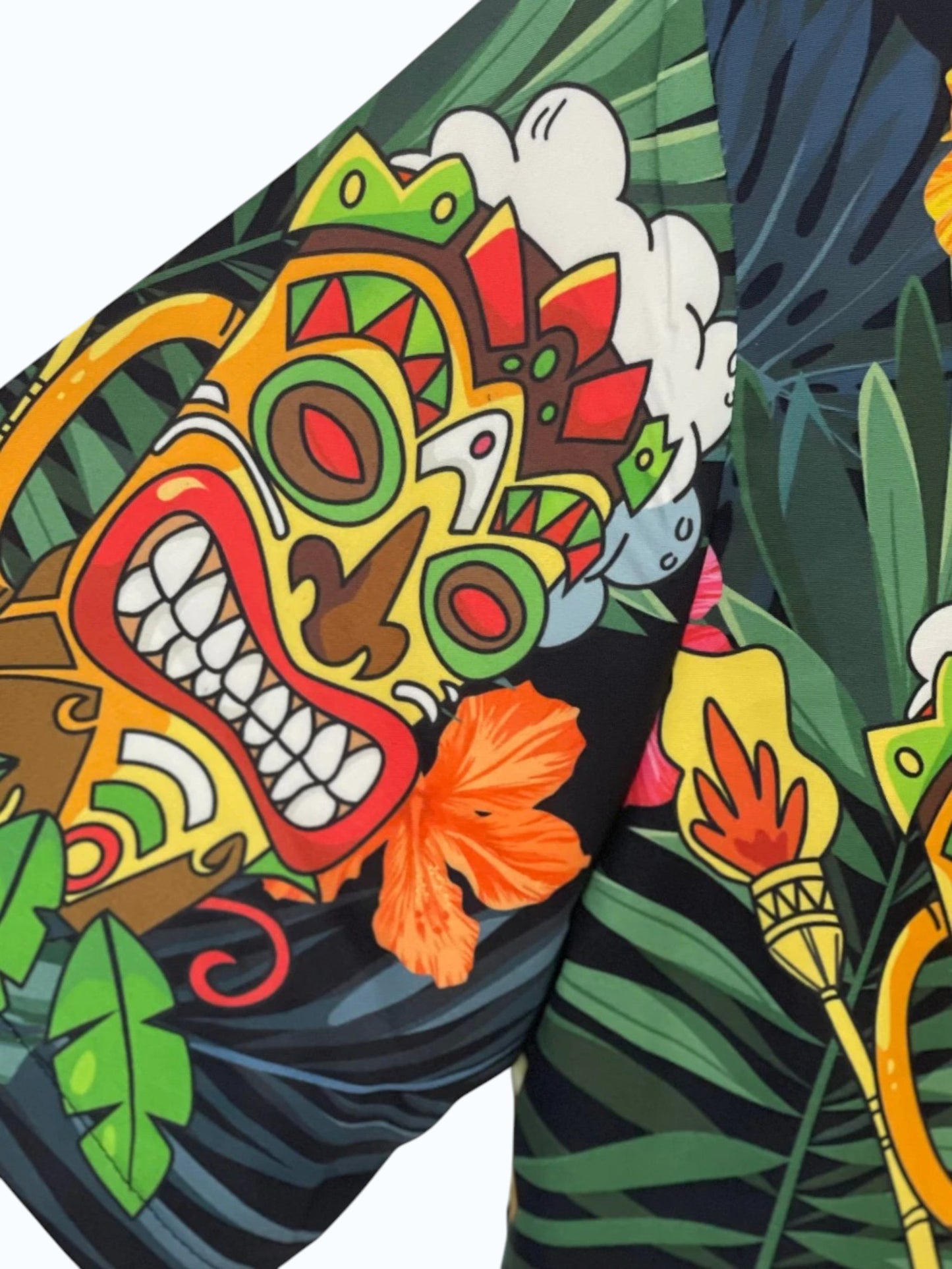 Men's Tropical Tiki Mask Print Shirt