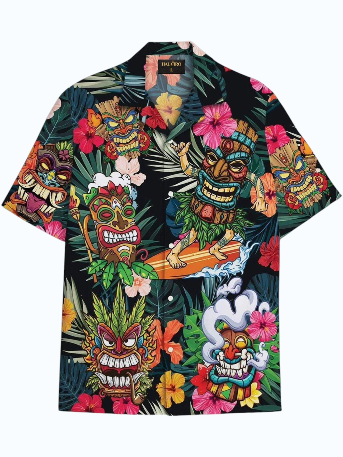 Men's Tropical Tiki Mask Print Shirt