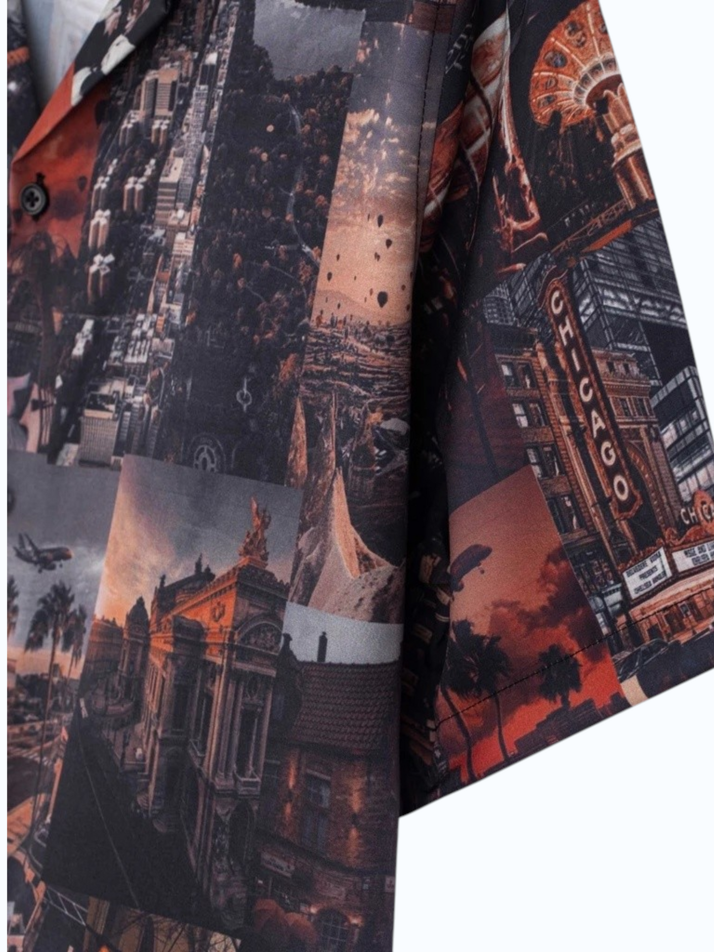 Men's Vintage Travel Collage Print Shirt