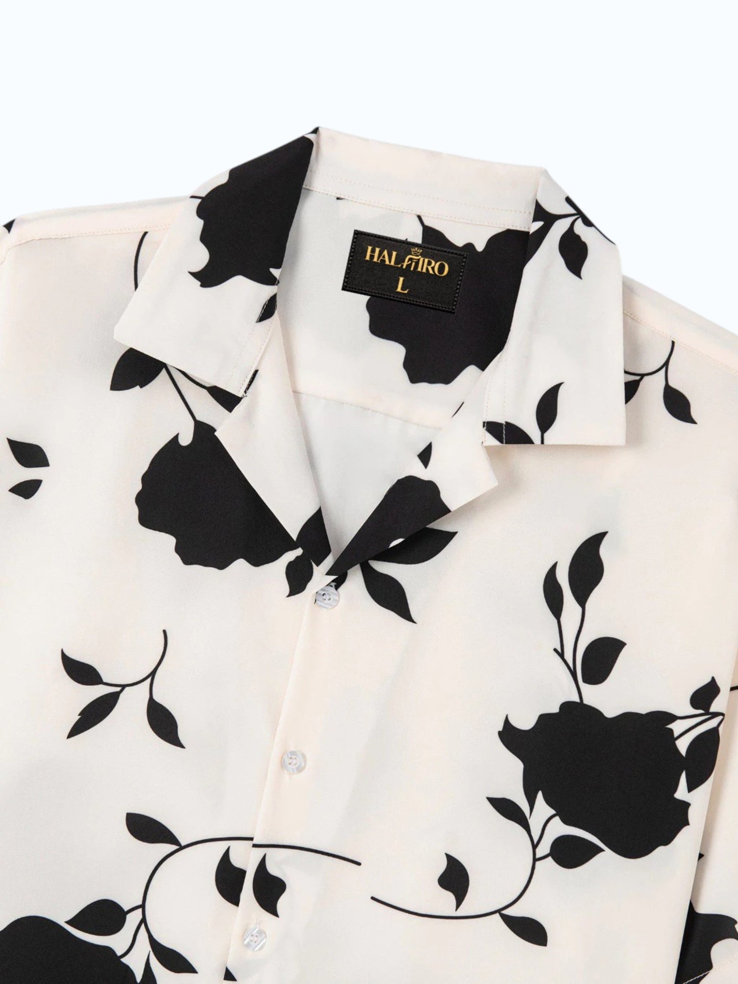Men's White Black Floral Print Shirt