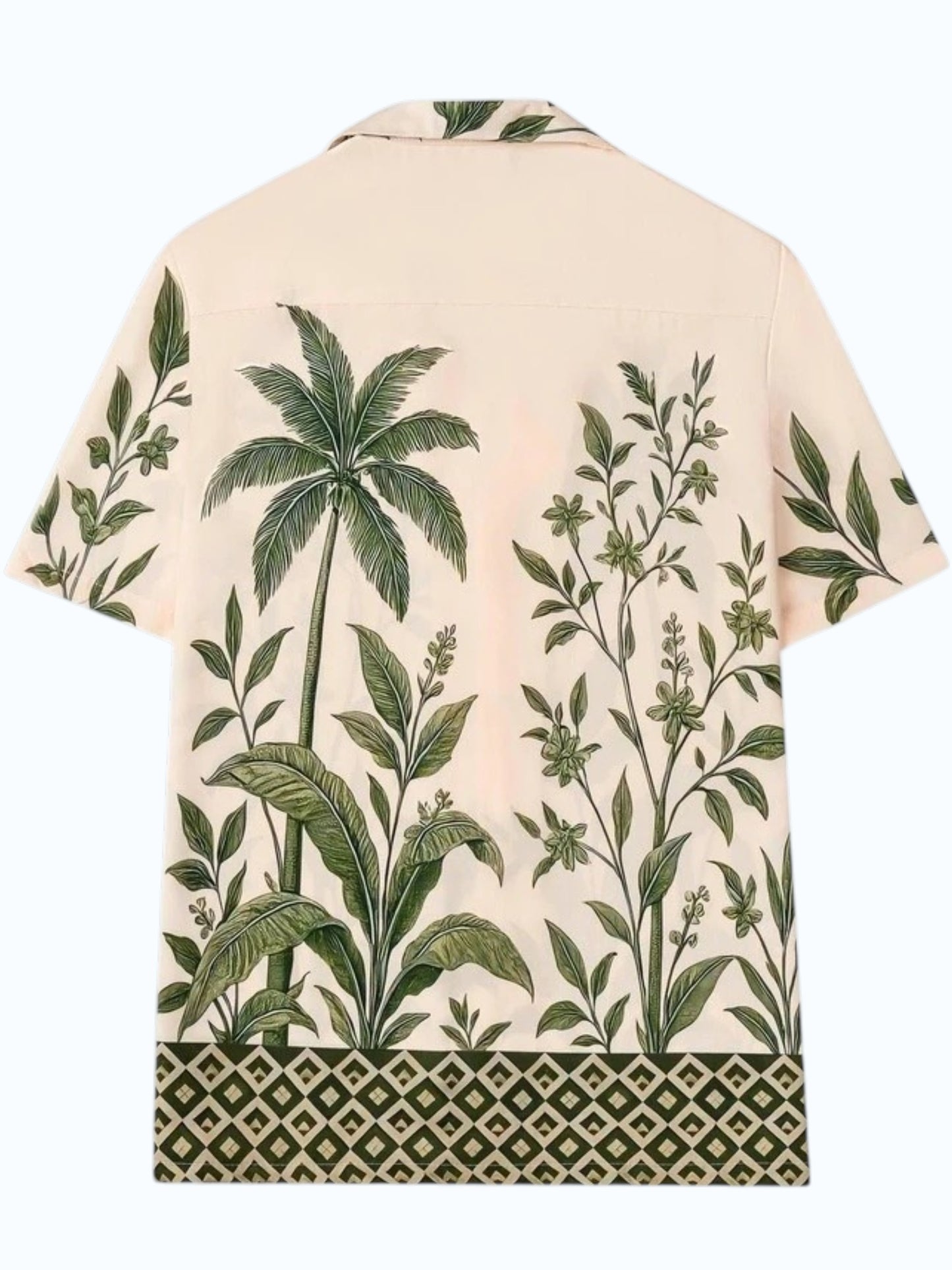 Men's Beige Tropical Botanical Print Shirt