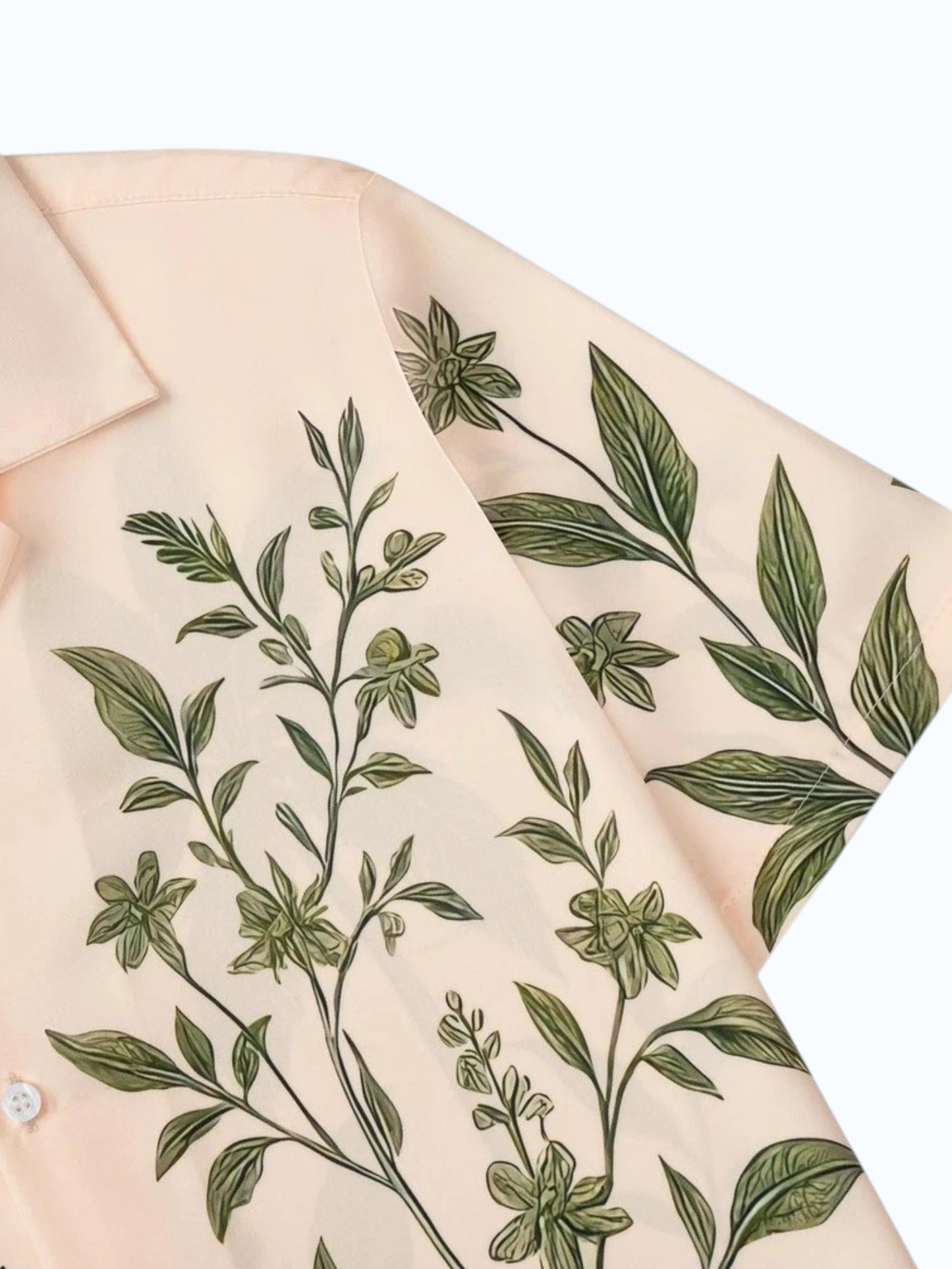 Men's Beige Tropical Botanical Print Shirt