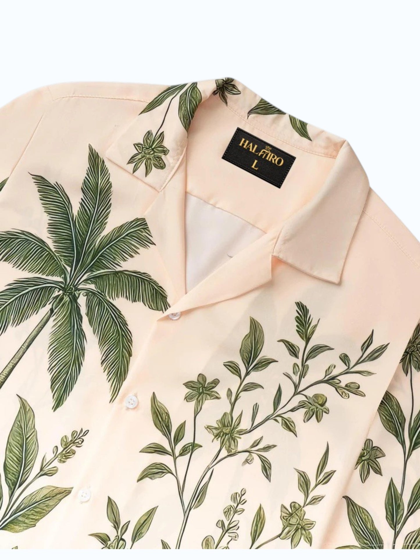 Men's Beige Tropical Botanical Print Shirt