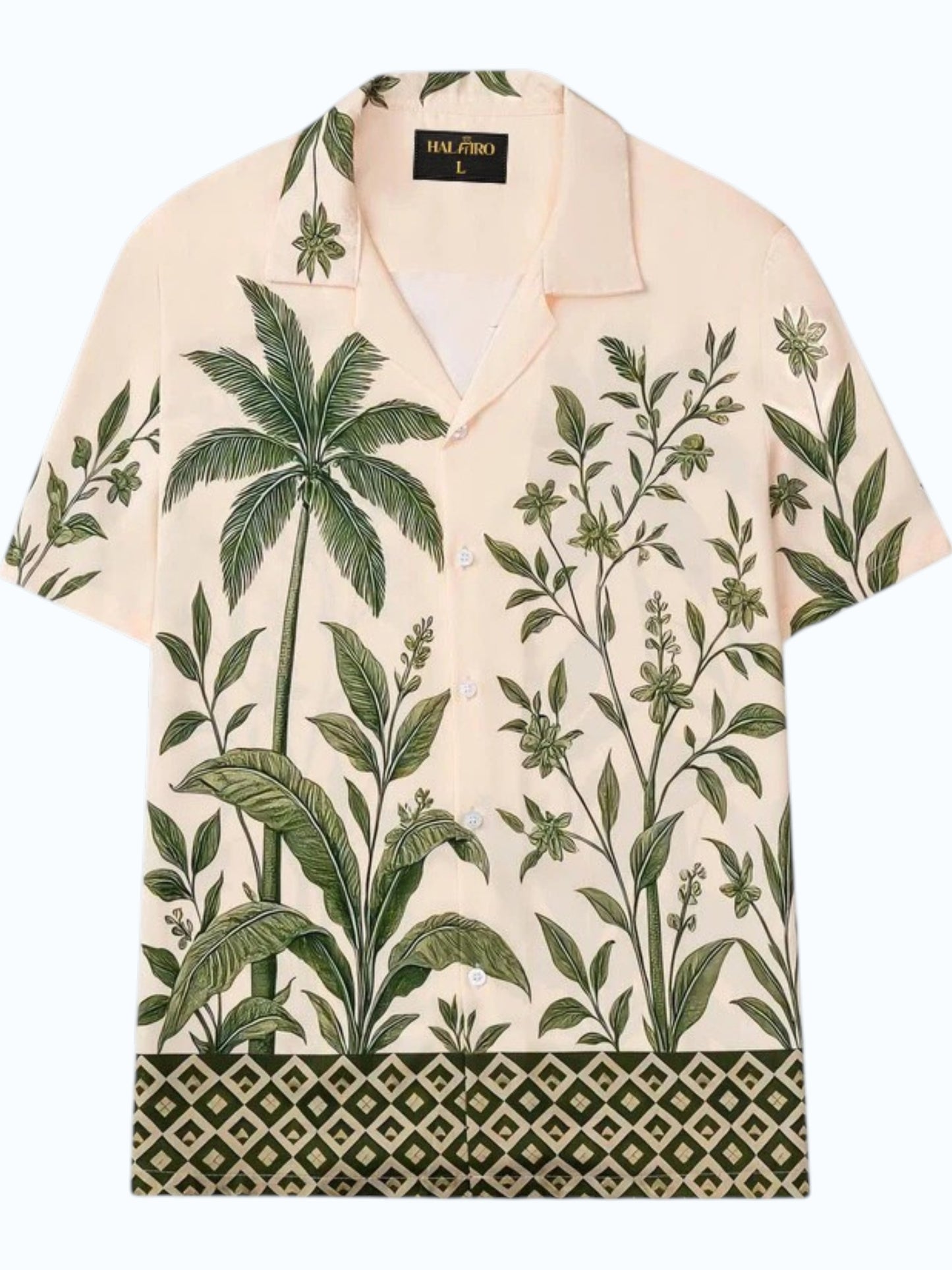 Men's Beige Tropical Botanical Print Shirt