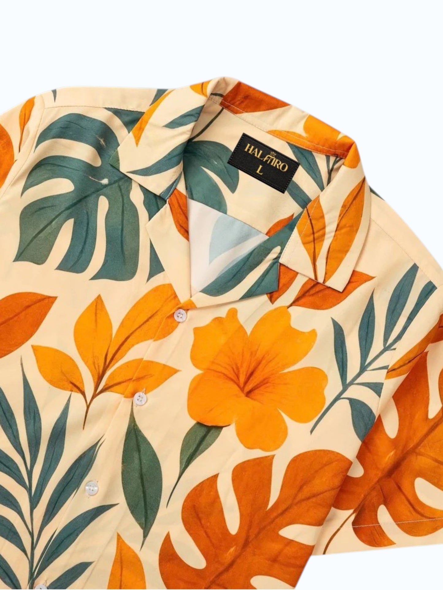Men's Cream Tropical Floral Print Shirt