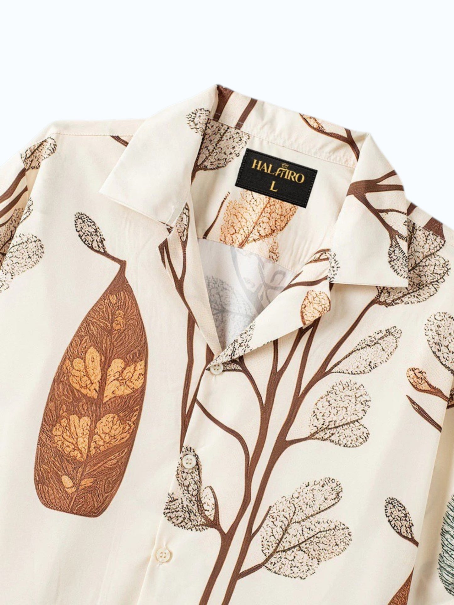 Men's Cream Botanical Leaf Print Shirt