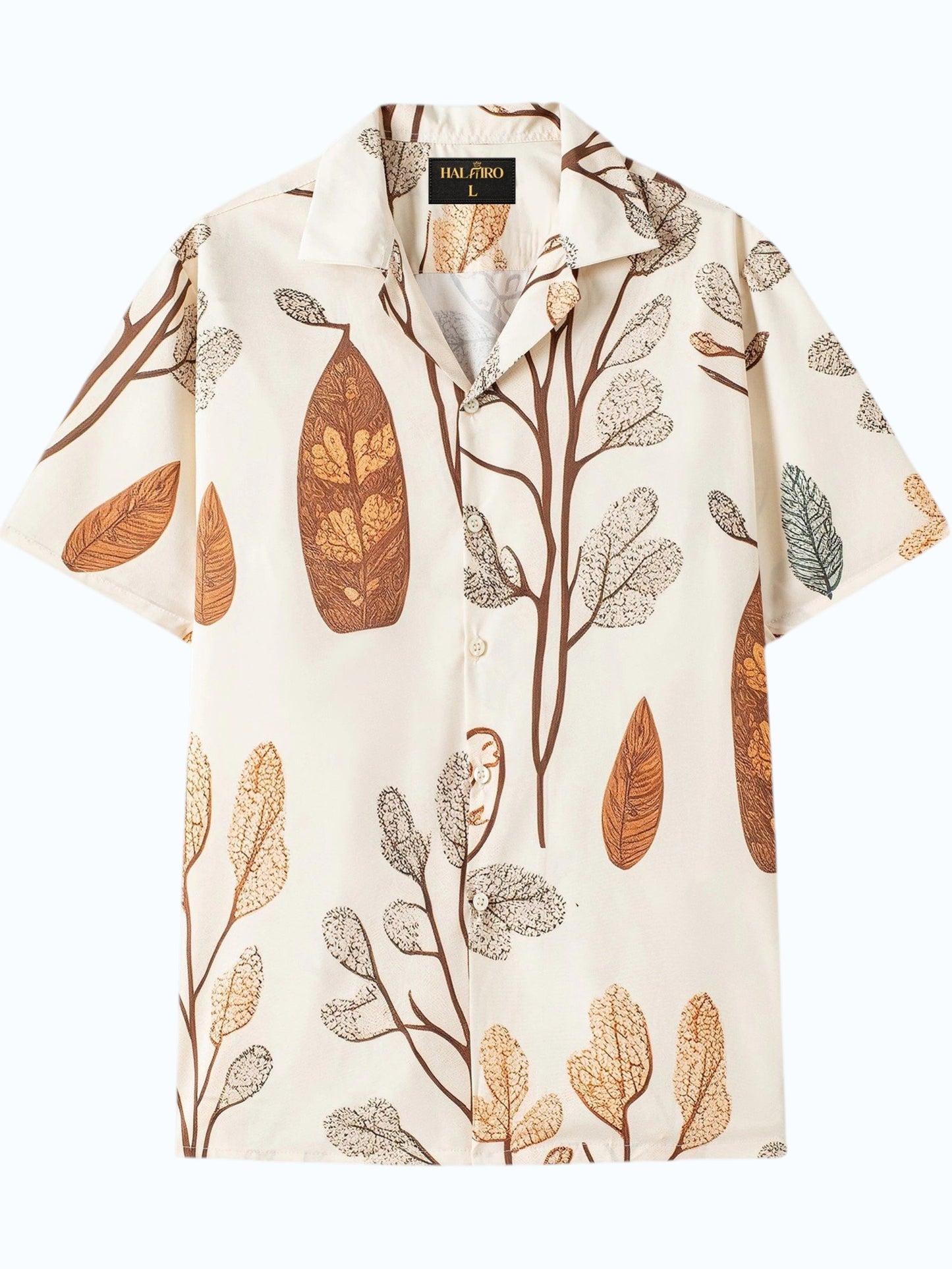 Men's Cream Botanical Leaf Print Shirt