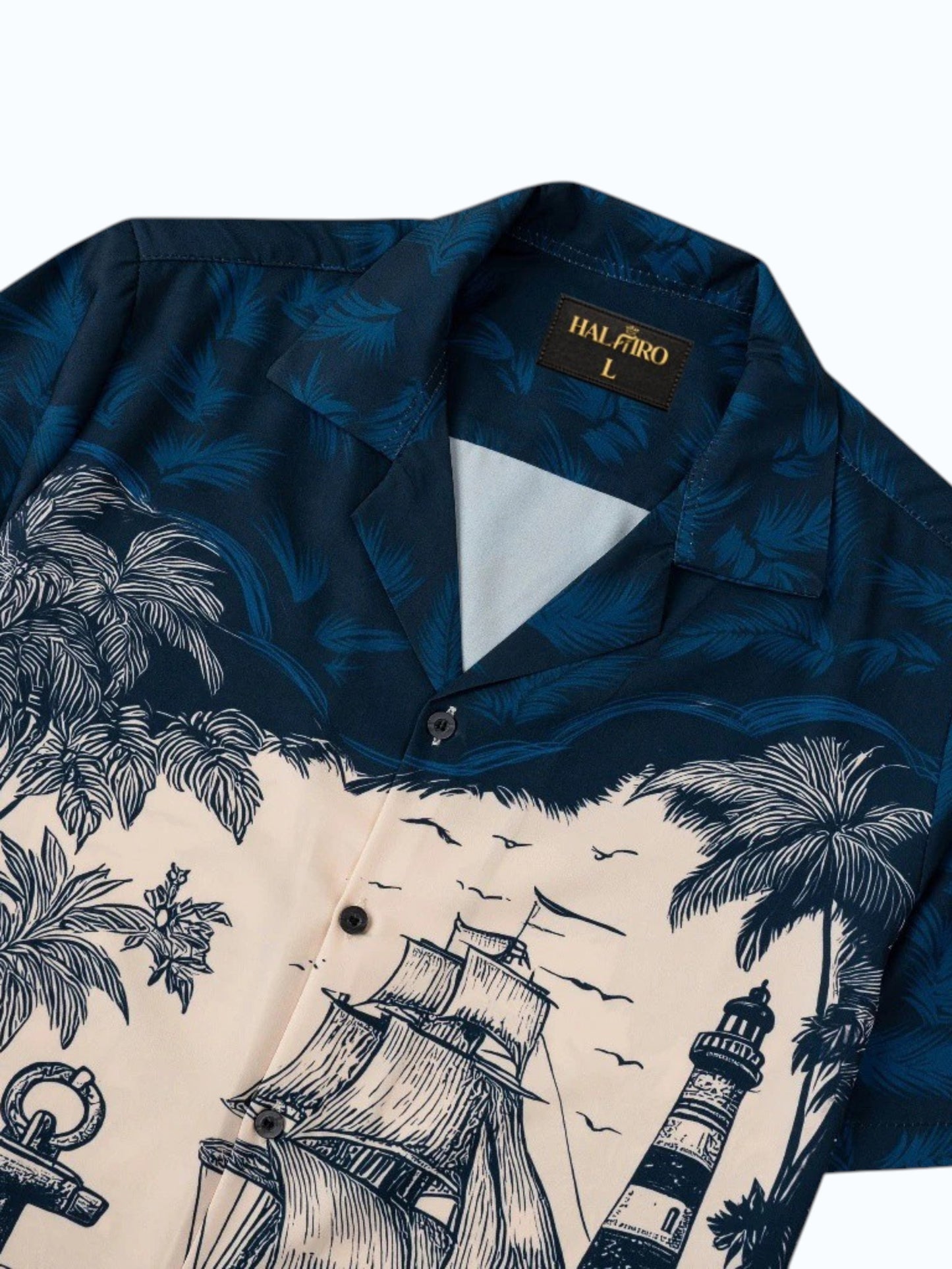 Men's Navy Coastal Nautical Print Shirt