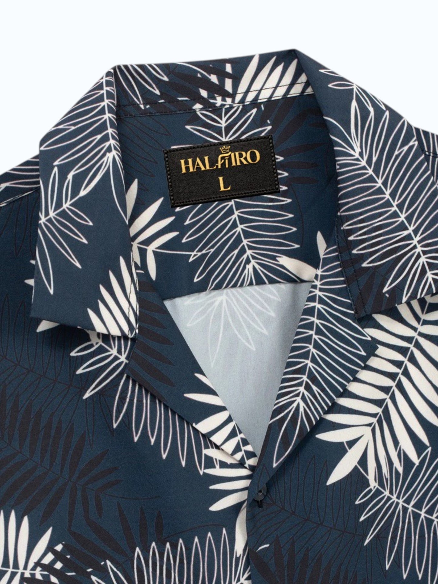 Navy Blue Fern Leaf Print Shirt