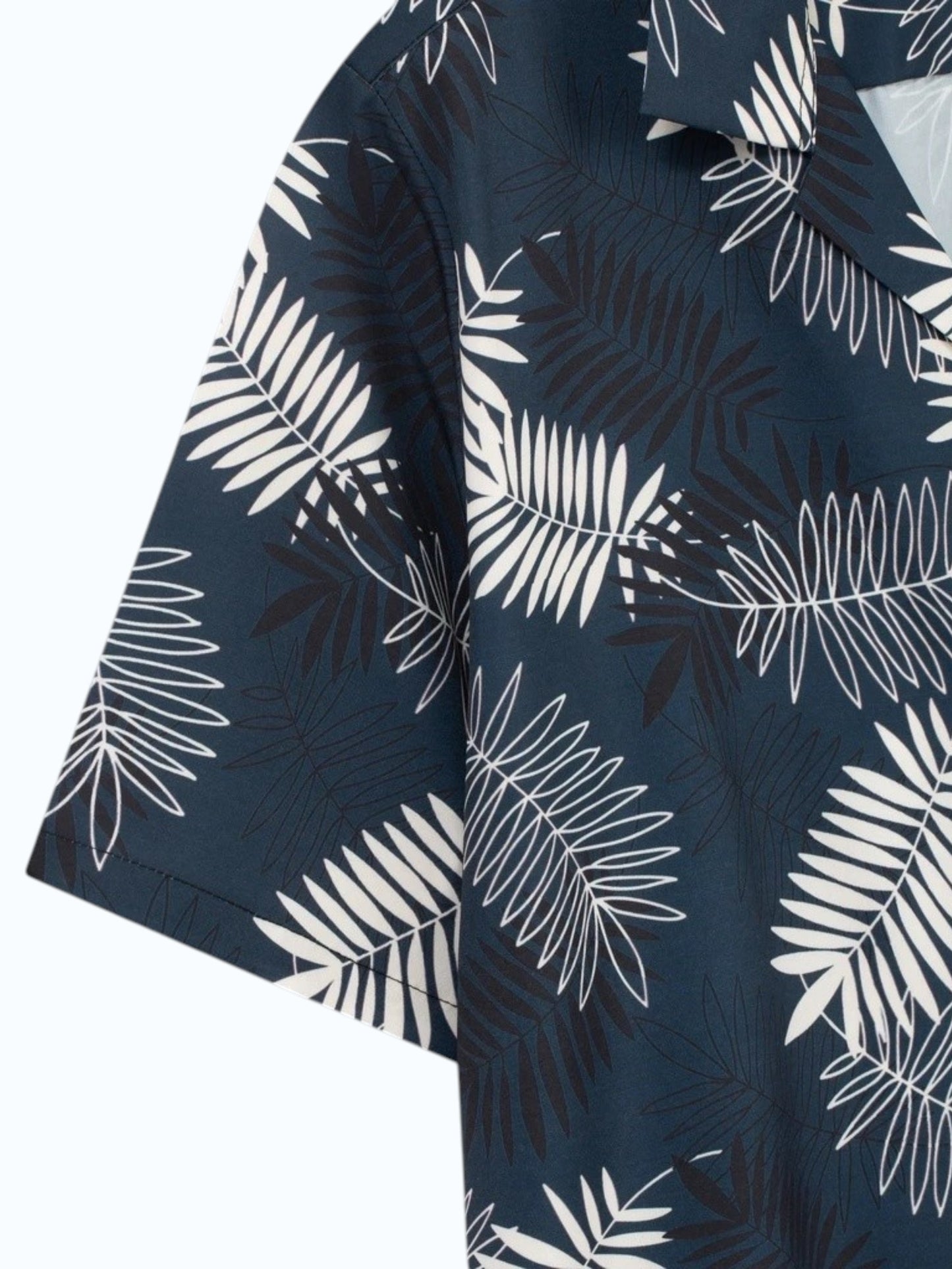 Navy Blue Fern Leaf Print Shirt