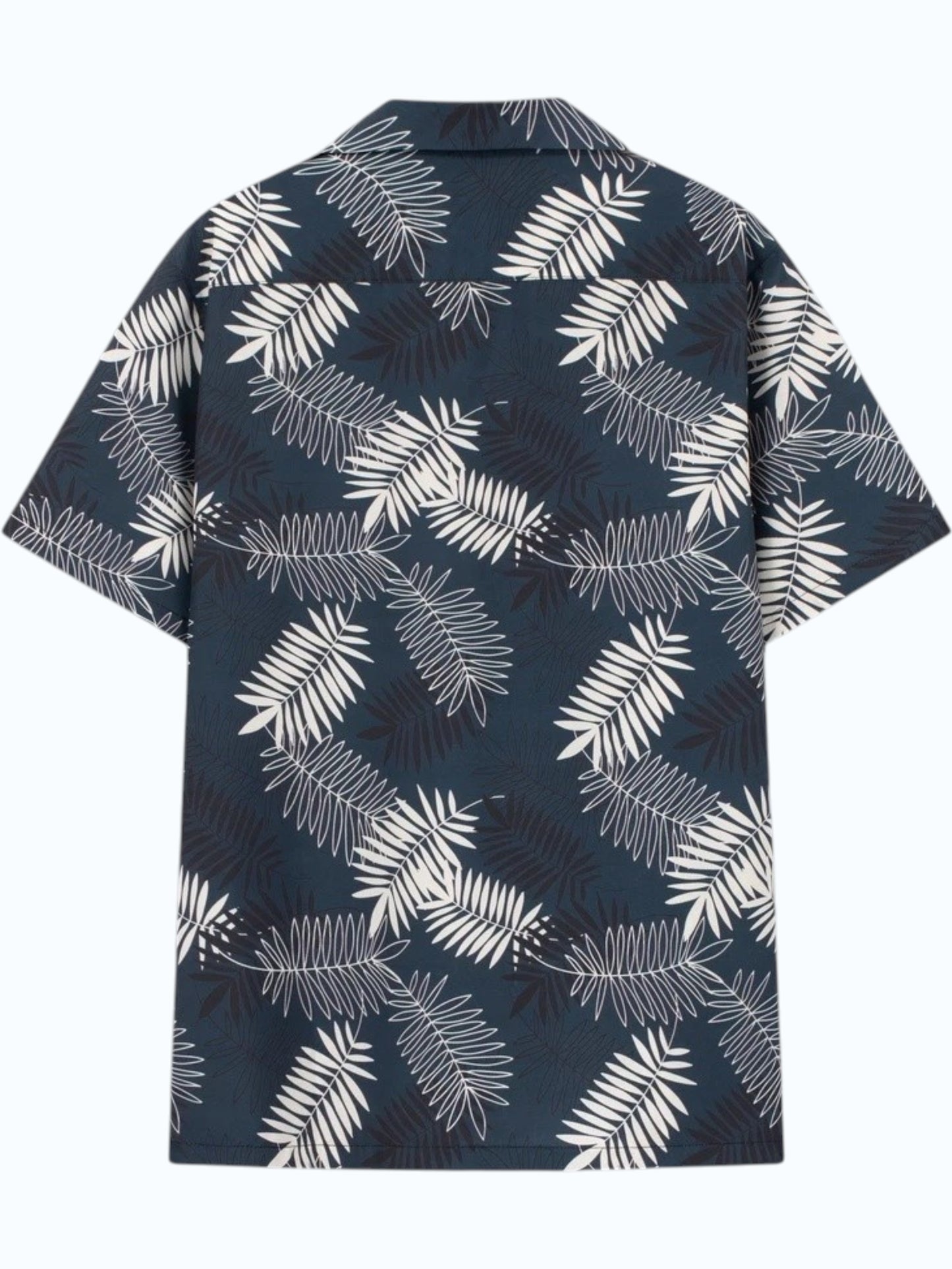 Navy Blue Fern Leaf Print Shirt