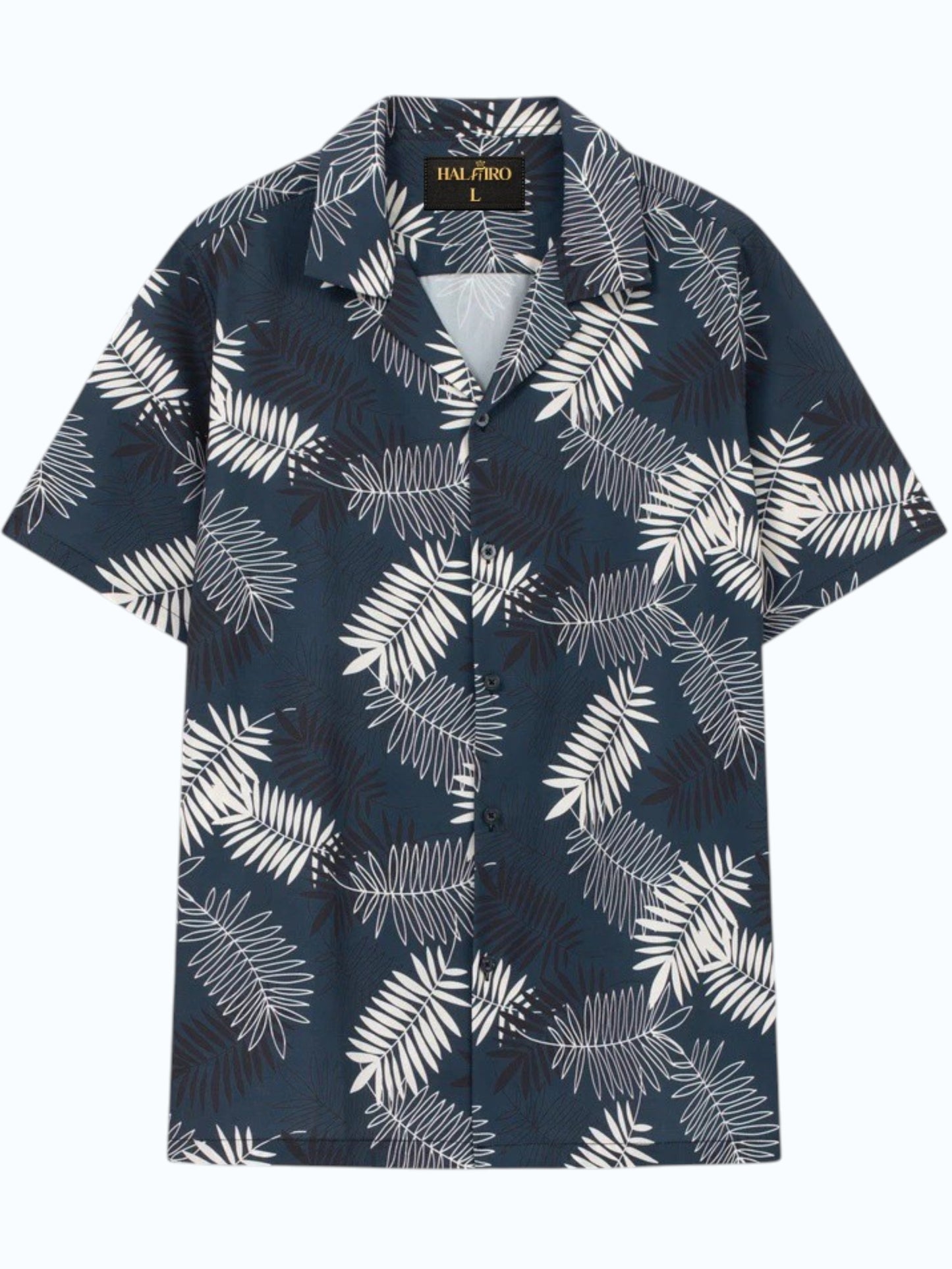 Navy Blue Fern Leaf Print Shirt