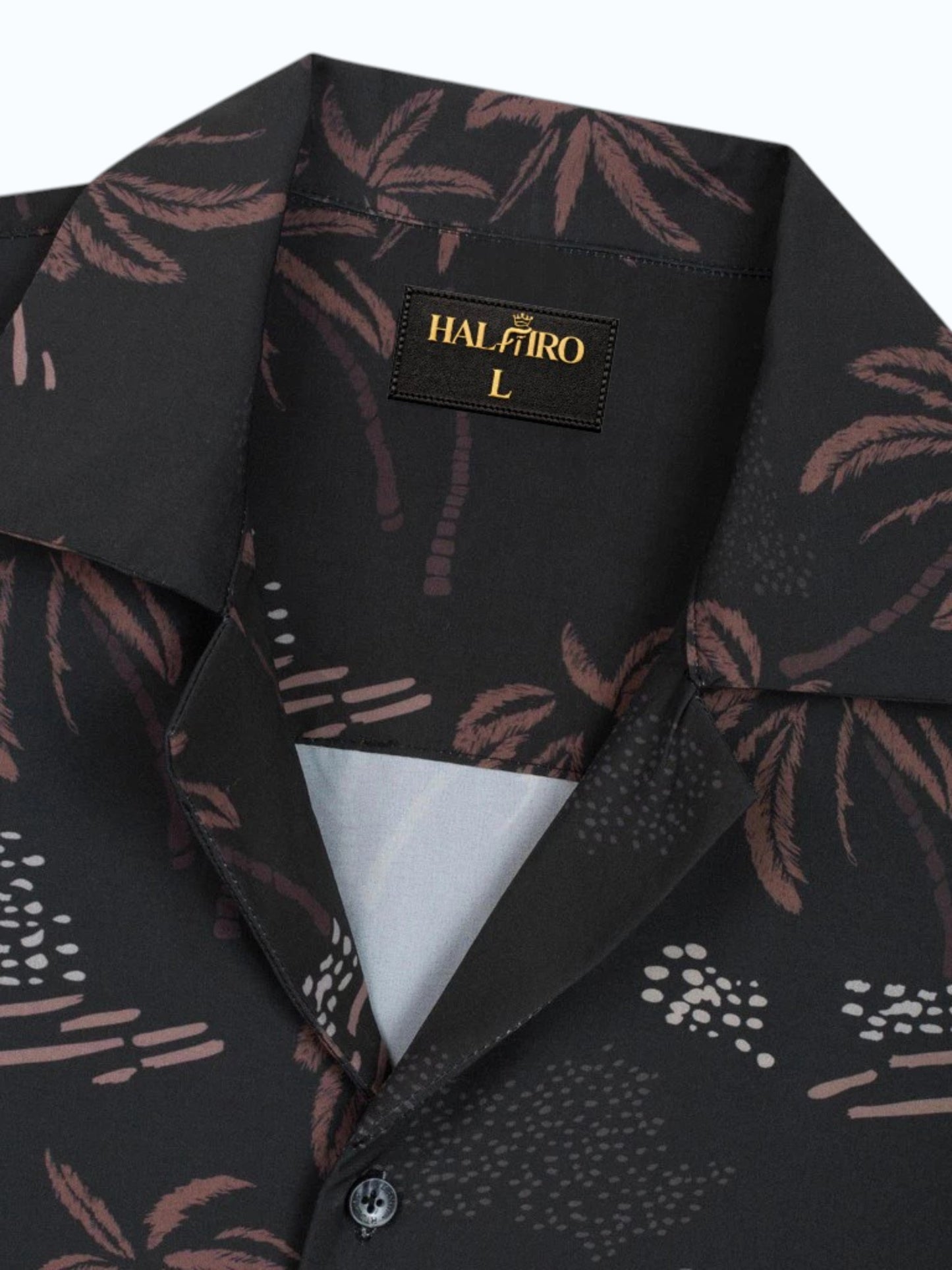 Men's Black Tropical Palm Print Shirt