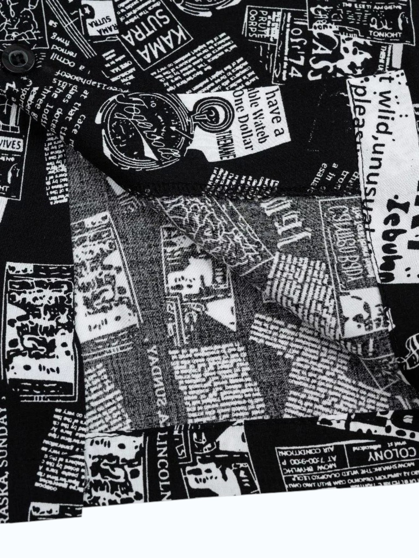 Men's Black Newspaper Print Shirt