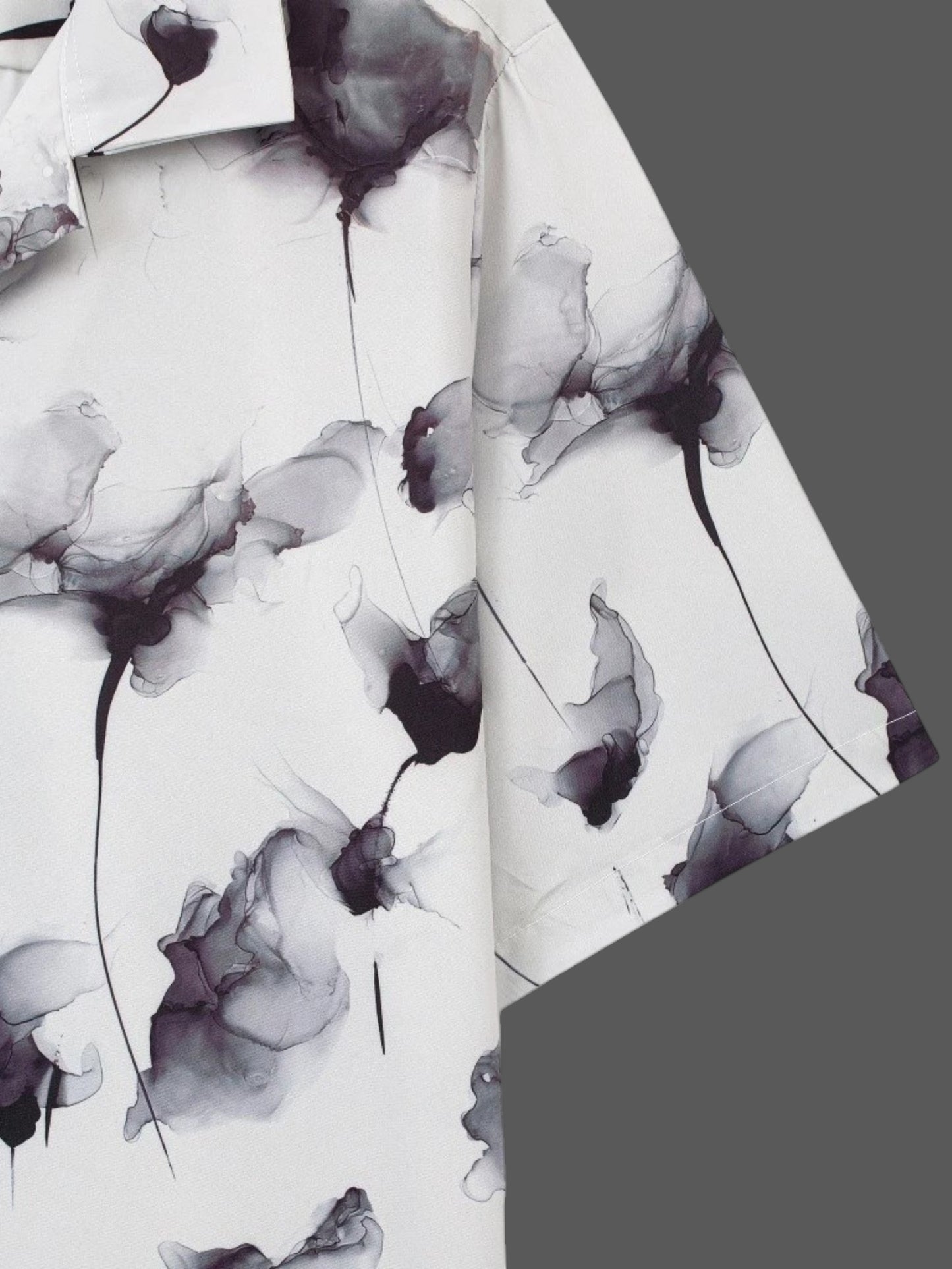 Men's White Watercolor Floral Print Shirt