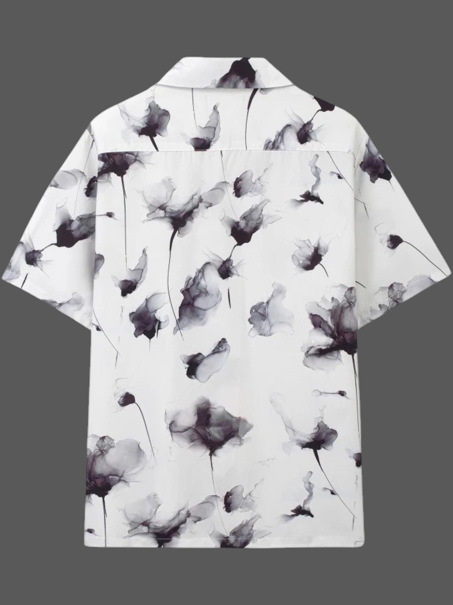 Men's White Watercolor Floral Print Shirt