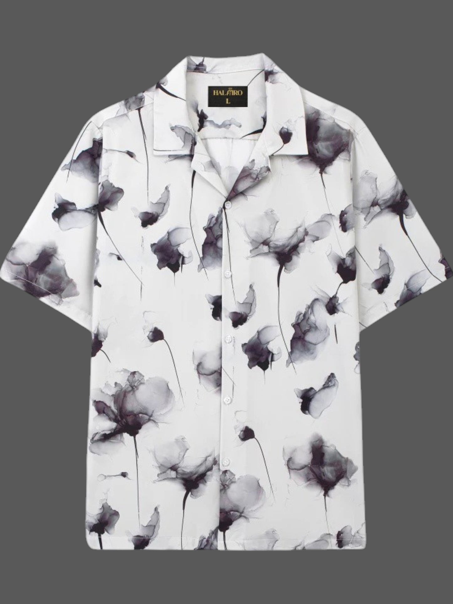 Men's White Watercolor Floral Print Shirt