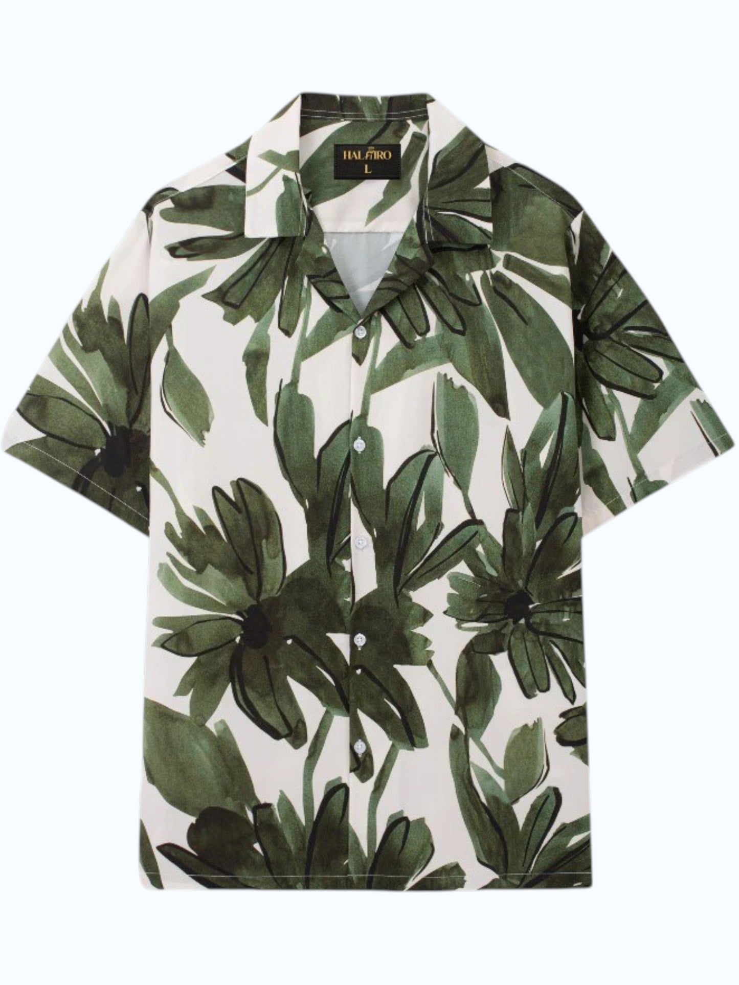 Men's Green Tropical Floral Print Shirt
