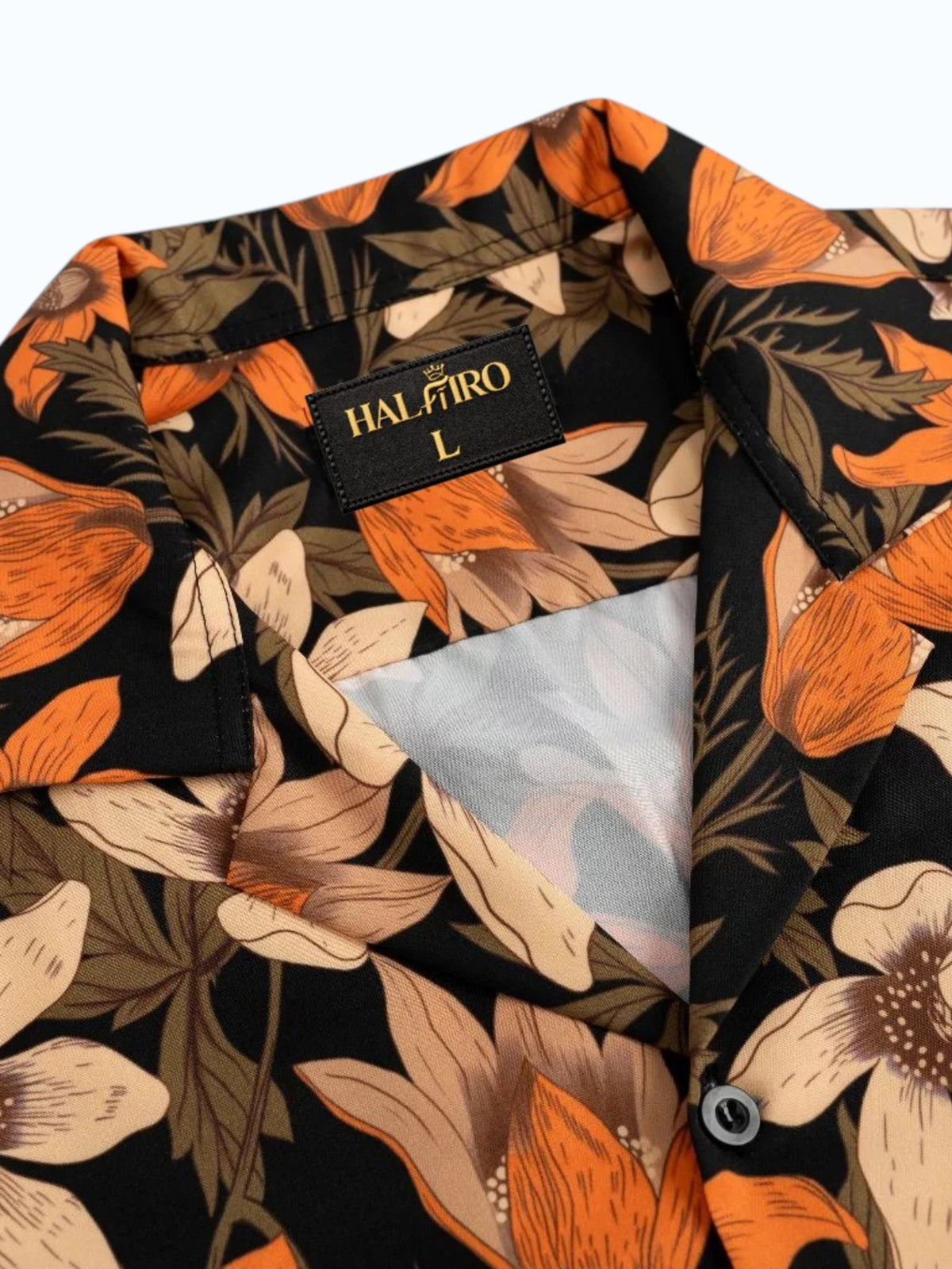 Men's Black Orange Floral Print Shirt