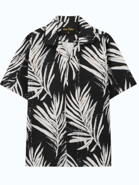 Men's Black Palm Leaf Print Shirt