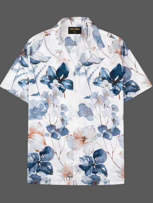 Men's Blue Floral Print Shirt