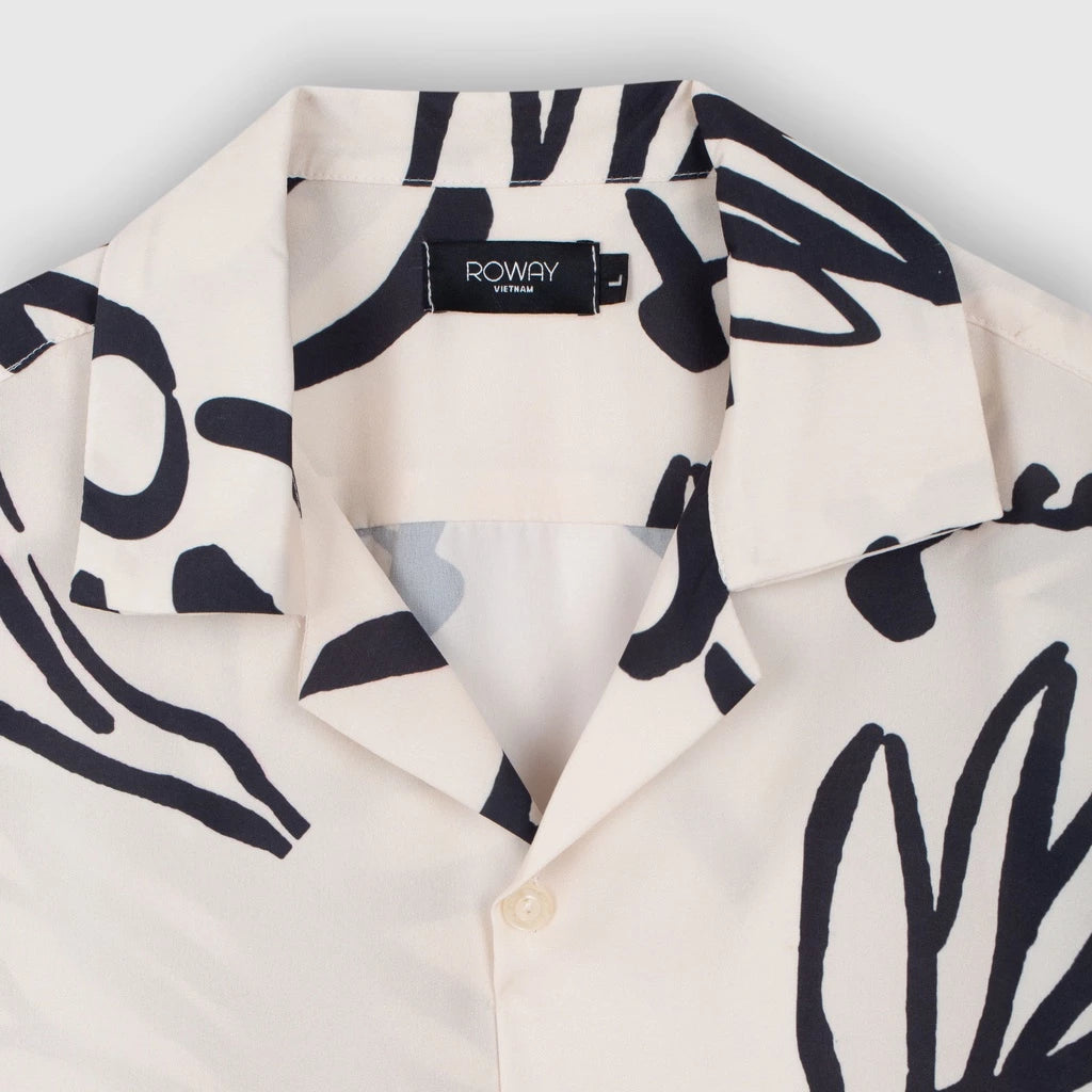 Men's White Abstract Floral Print Shirt