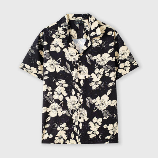 Men's Black Floral Print Shirt