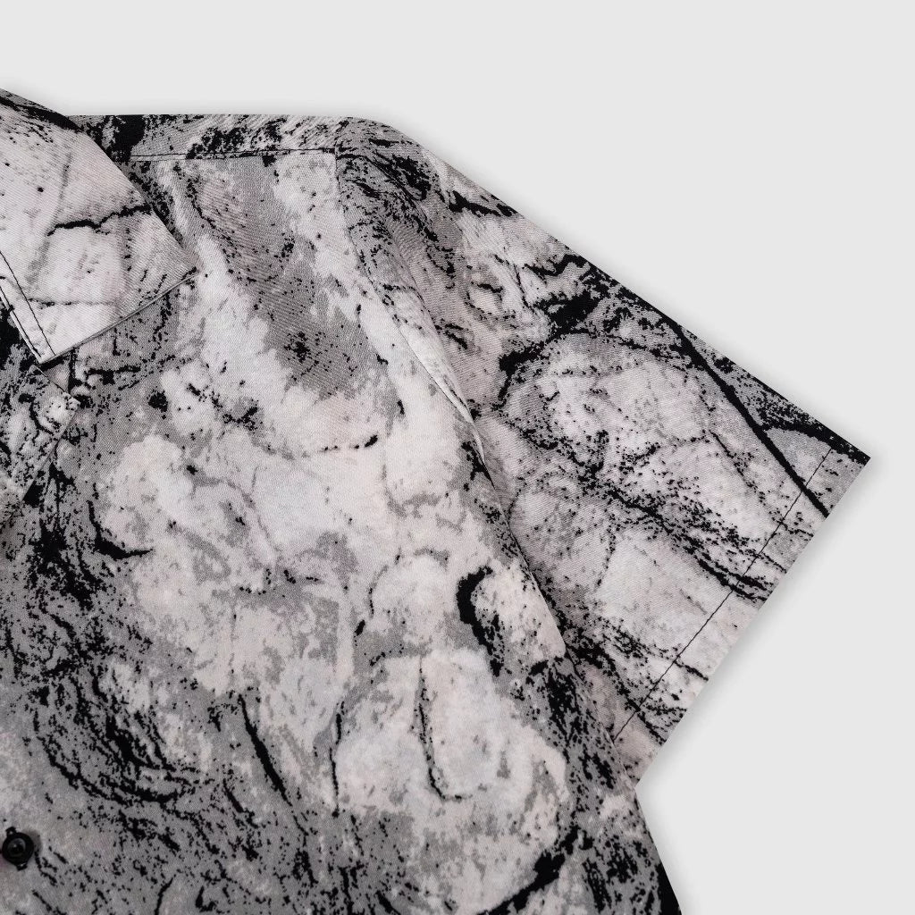 Men's Black Grey Marble Print Shirt