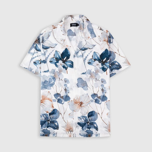 Men's Blue Floral Print Shirt