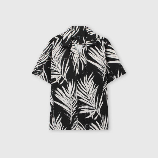 Men's Black Palm Leaf Print Shirt