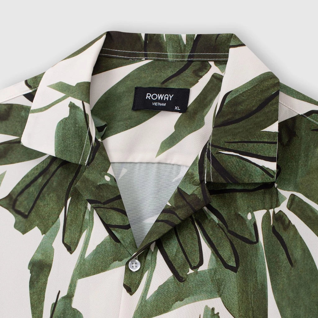 Men's Green Tropical Floral Print Shirt