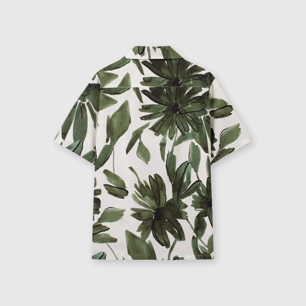 Men's Green Tropical Floral Print Shirt